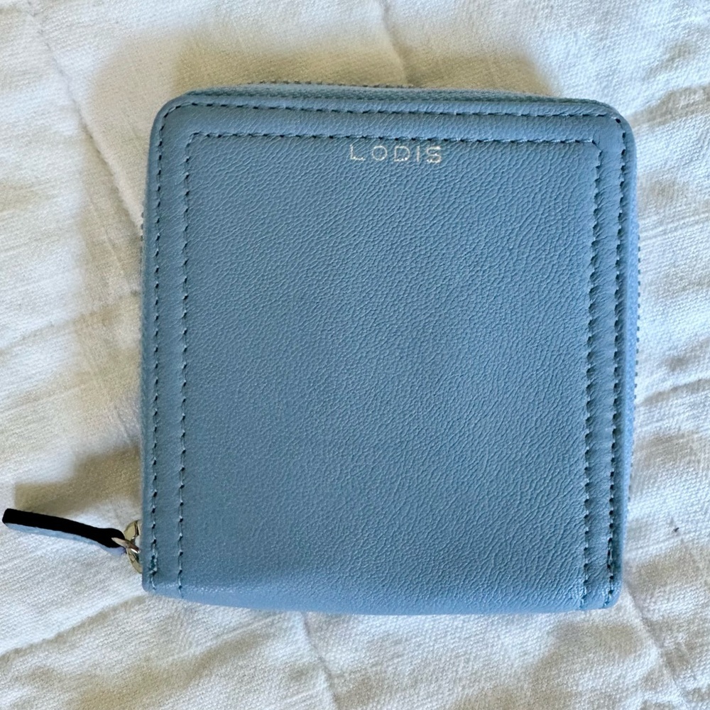 Lodis Leslie Square Zip Around Leather Wallet in Periwinkle